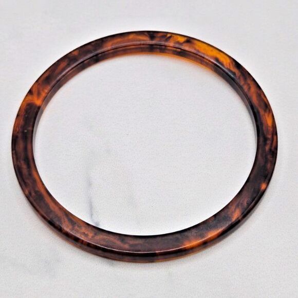Vintage Bakelite Marbled Brown Root Beer & Black Tortoiseshell‎ Pattern Bracelet - Picture 3 of 5